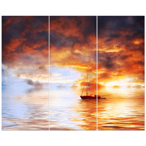 East Urban Home Boat In Late Sunset Oil Painting Print Multi