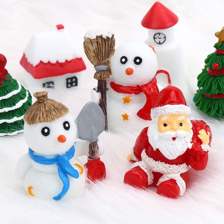 Resin Snowman Santa Socks Figurine Mini Crafts Fairy Garden Christmas Decoration 