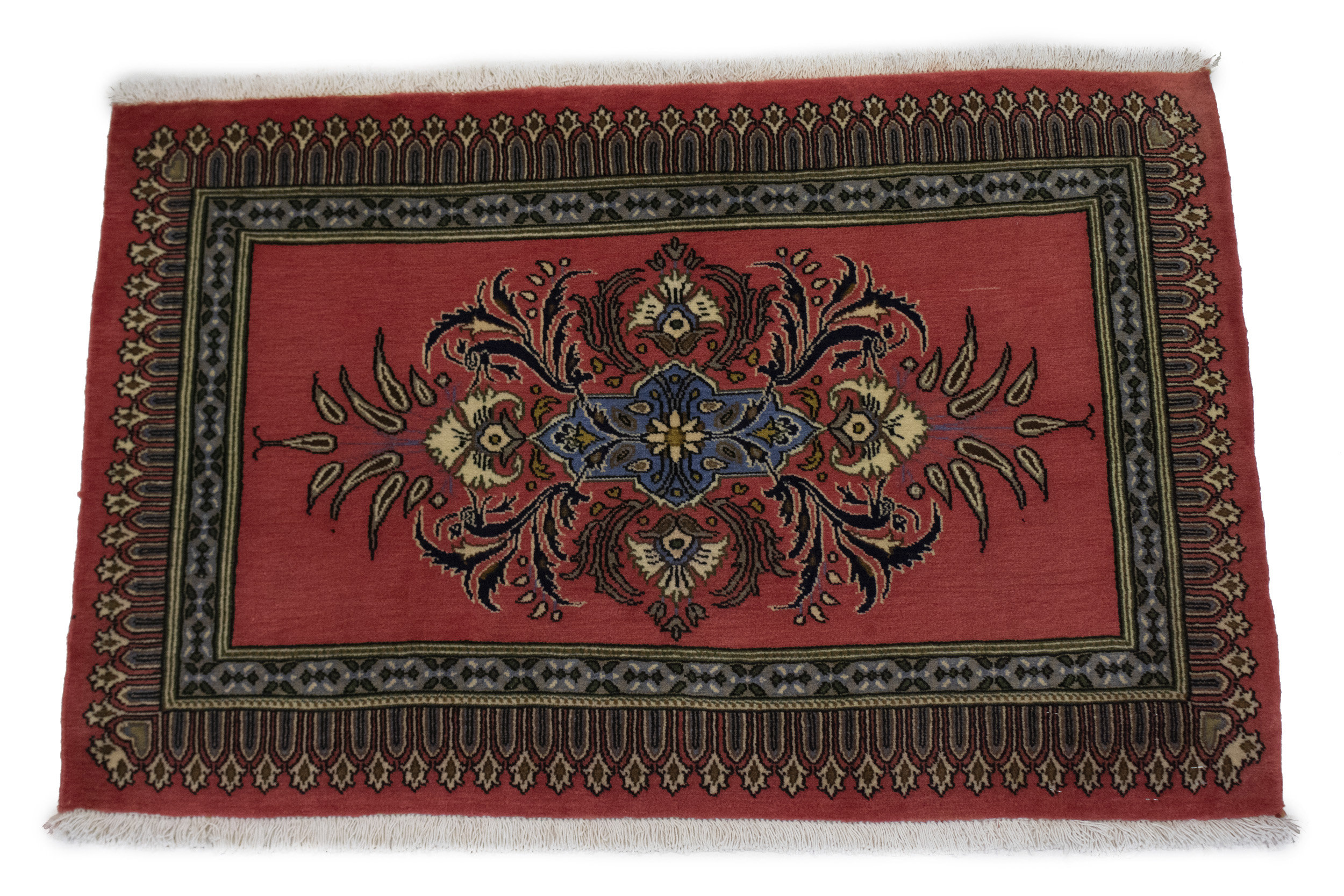 Isabelline One-Of-A-Kind Coral Red Traditional 2X3 Oriental Area Rug ...