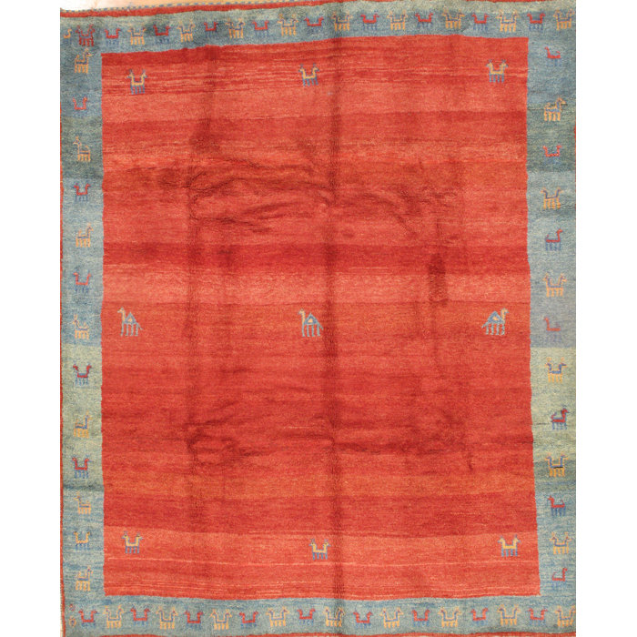 Dc Genuine Persian Gabbeh Hand Knotted Wool Red Area Rug