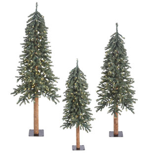 3 Piece Natural Bark Alpine 6 Artificial Christmas Tree Set With 500 Clear Lights 3 Piece Natural Bark Alpine 6 Artificial Christmas Tree Set With 500 Clear Lights