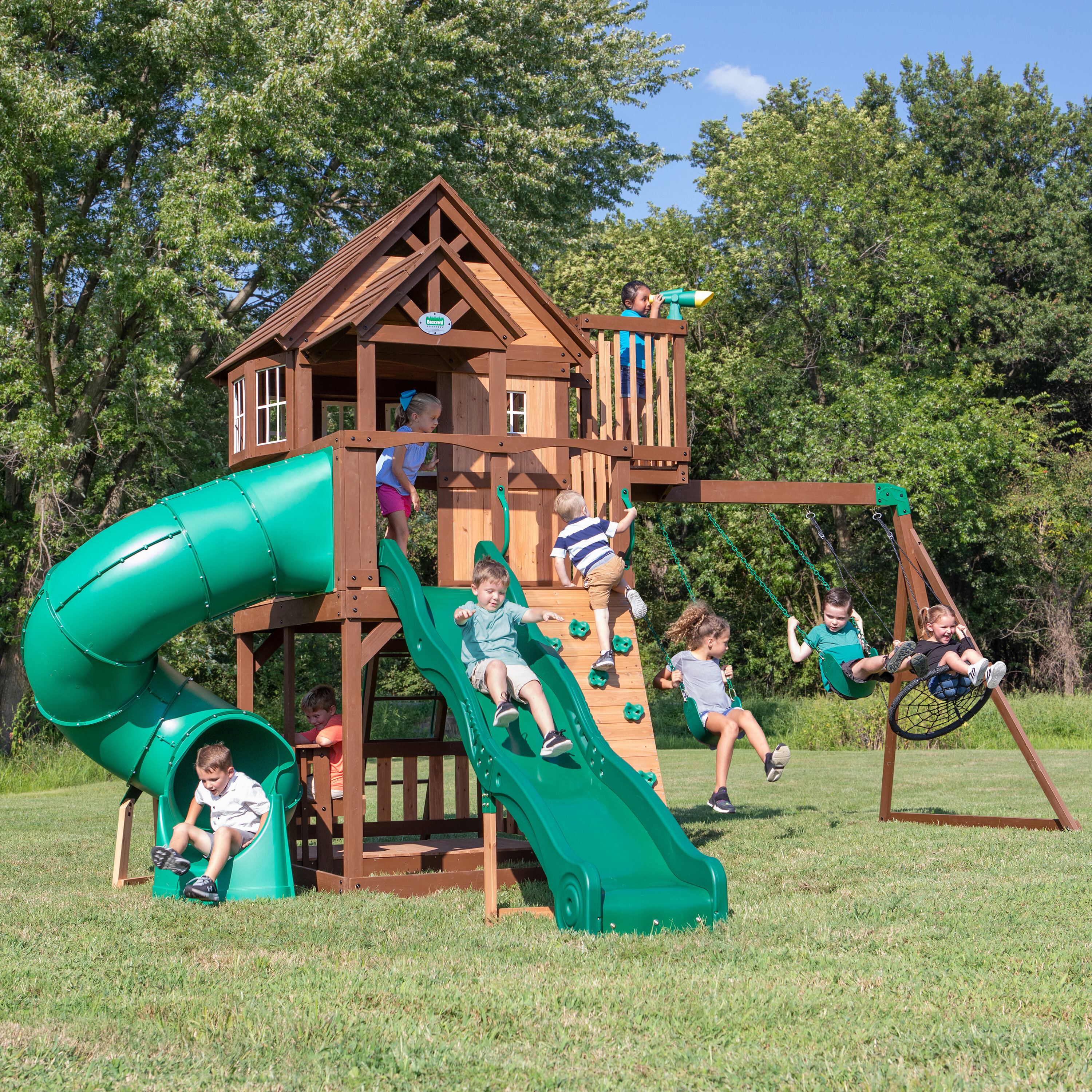 backyard discovery shenandoah all cedar wood playset swing set