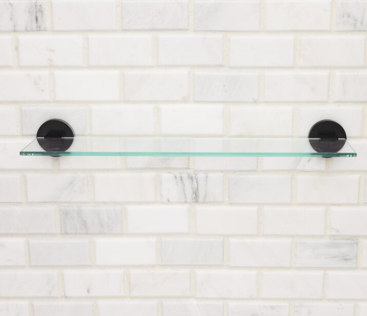 black glass bathroom shelf