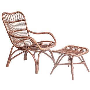 Knaack Rattan Armchair and Ottoman by Bungalow Rose