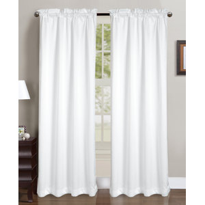 Beth Solid Semi-Sheer Rod Pocket Curtain Panels (Set of 2)