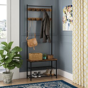 Entryway Hall Tree Coat Rack Freestanding Storage with Shoe Shelf DESIHOM Corner Hall Tree Perfect Choice for Small Spaces