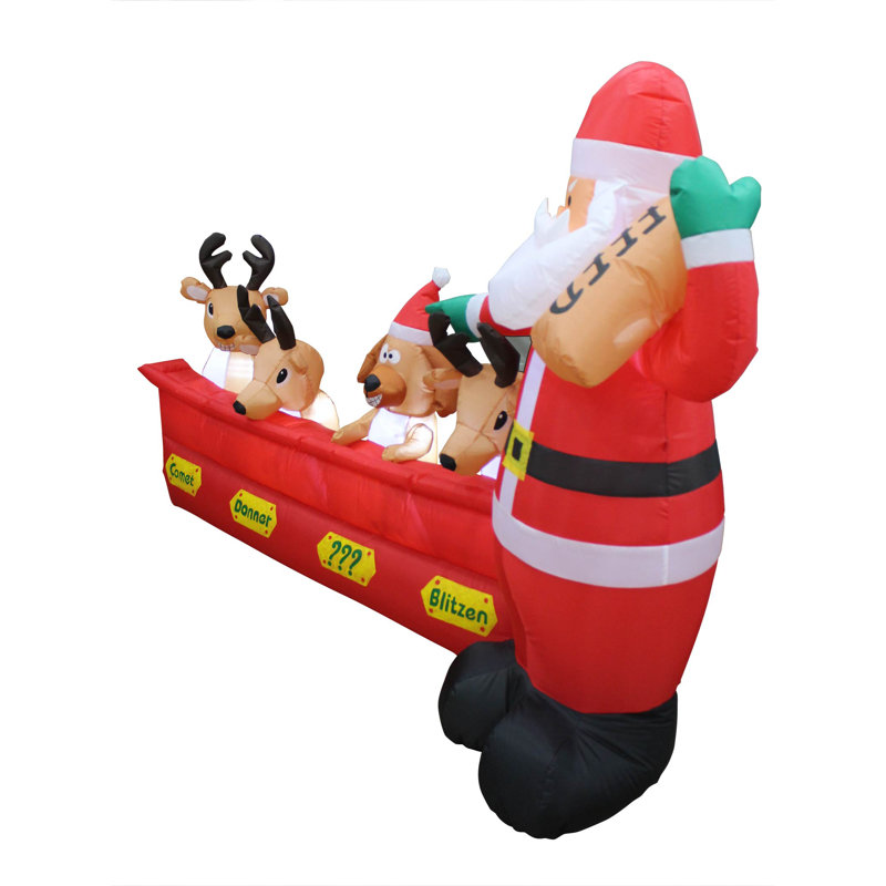 The Holiday Aisle Noel Gonflable Pere Noel Et Son Renne Decoration D Exterieur Pour Les Fetes Wayfair Ca