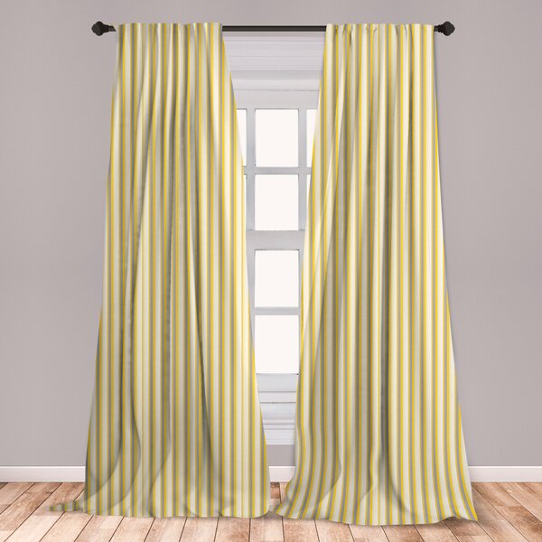 East Urban Home Ante Yellow Curtains, Classical Pattern With Vertical  Stripes In Retro Style In Pastel Colors, Window Treatments 2 Panel Set For  Living Room Bedroom Decor, 56&quot; X 95&quot;, Yellow Grey Coconut | Wayfair