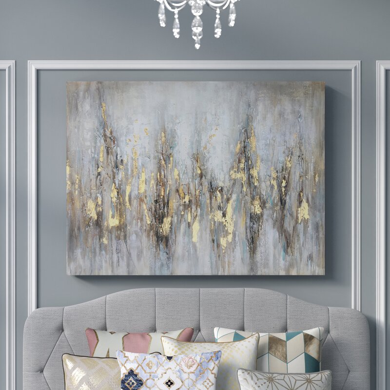 Gold Wall Decorations - 'Gleaming Gold' Oil Painting Print on Wrapped Canvas
