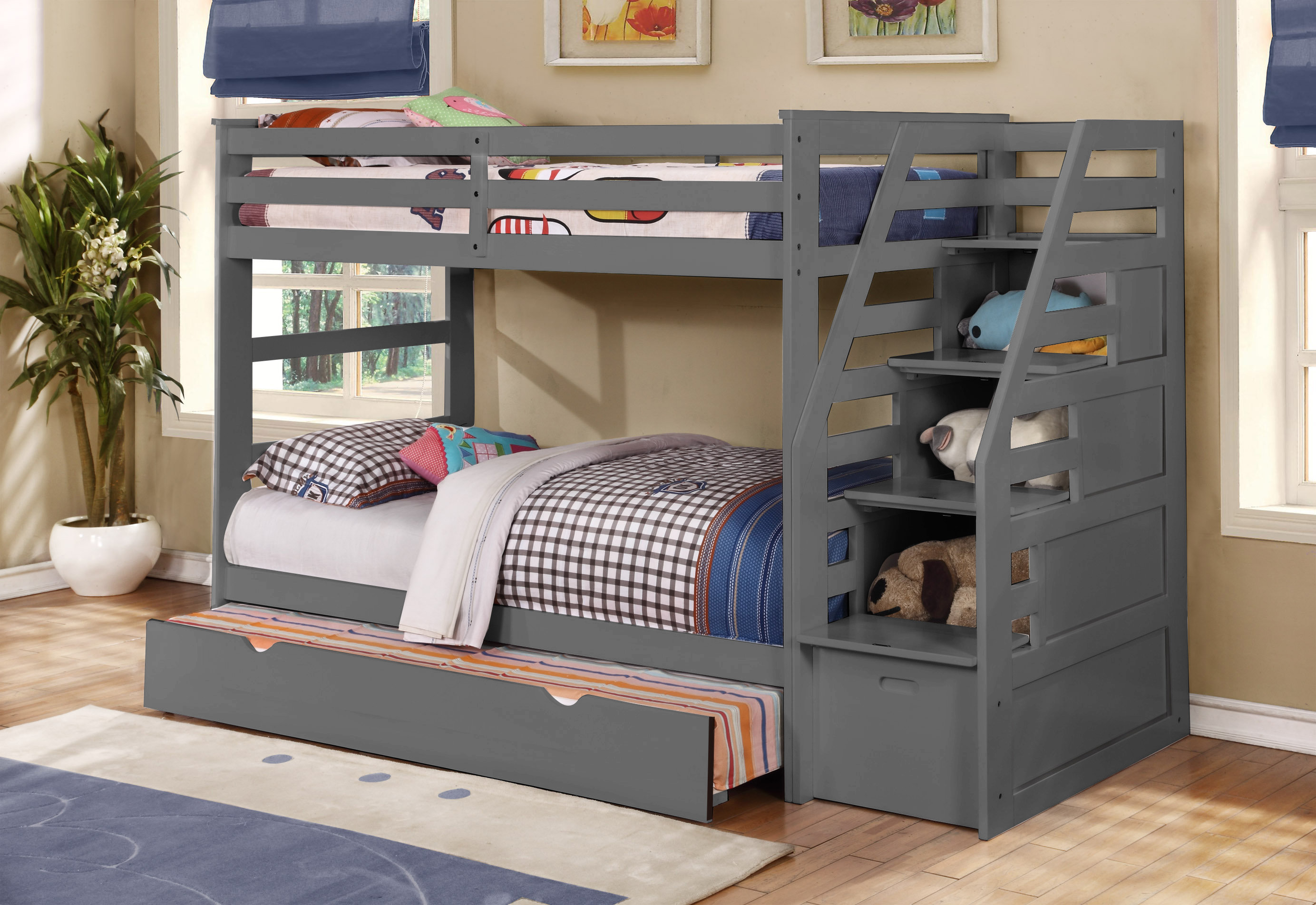 Harriet Bee Badagliacca Twin Over Twin Solid Wood Standard Bunk Bed