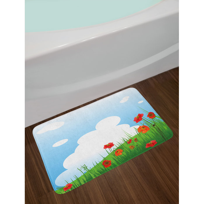 East Urban Home Ambesonne Poppy Bath Mat By Idyllic Grassy Summer