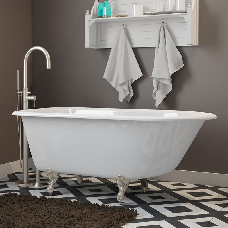 cambridge plumbing 55" x 30" clawfoot bathtub in , wall mount