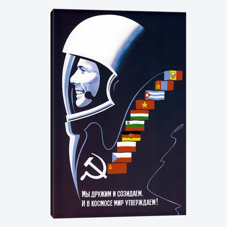 East Urban Home Soviet Space Poster Of Cosmonaut Yuri Gagarin Vintage Advertisement On Canvas Wayfair