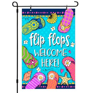 Flip Flops Small Garden Flag Welcome Home Cheerful Colors Appliqued Design 3-D 