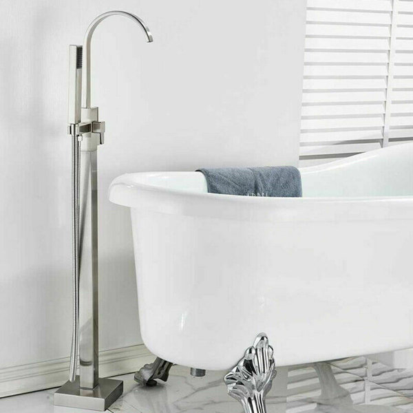 Wall Mounted Round Straight Bath Tub Shower Only Cold Faucet Spout Brass Chrome 