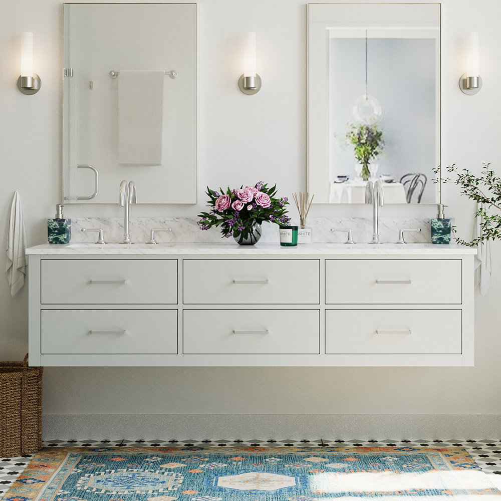 Latitude Run® Gundell 73'' Wall Mounted Double Bathroom Vanity with