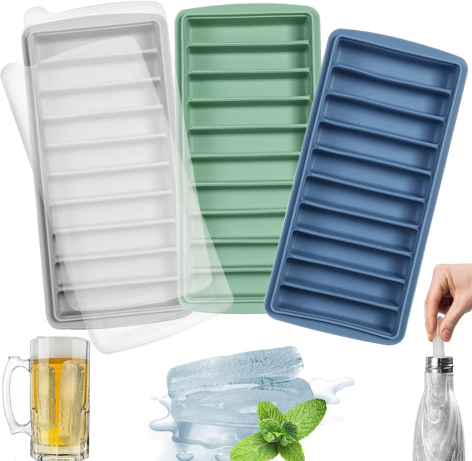 2 x Bottle Ice Stick Tray Fits For Water Ice Cubes Plastic Mould Ice Cream Maker