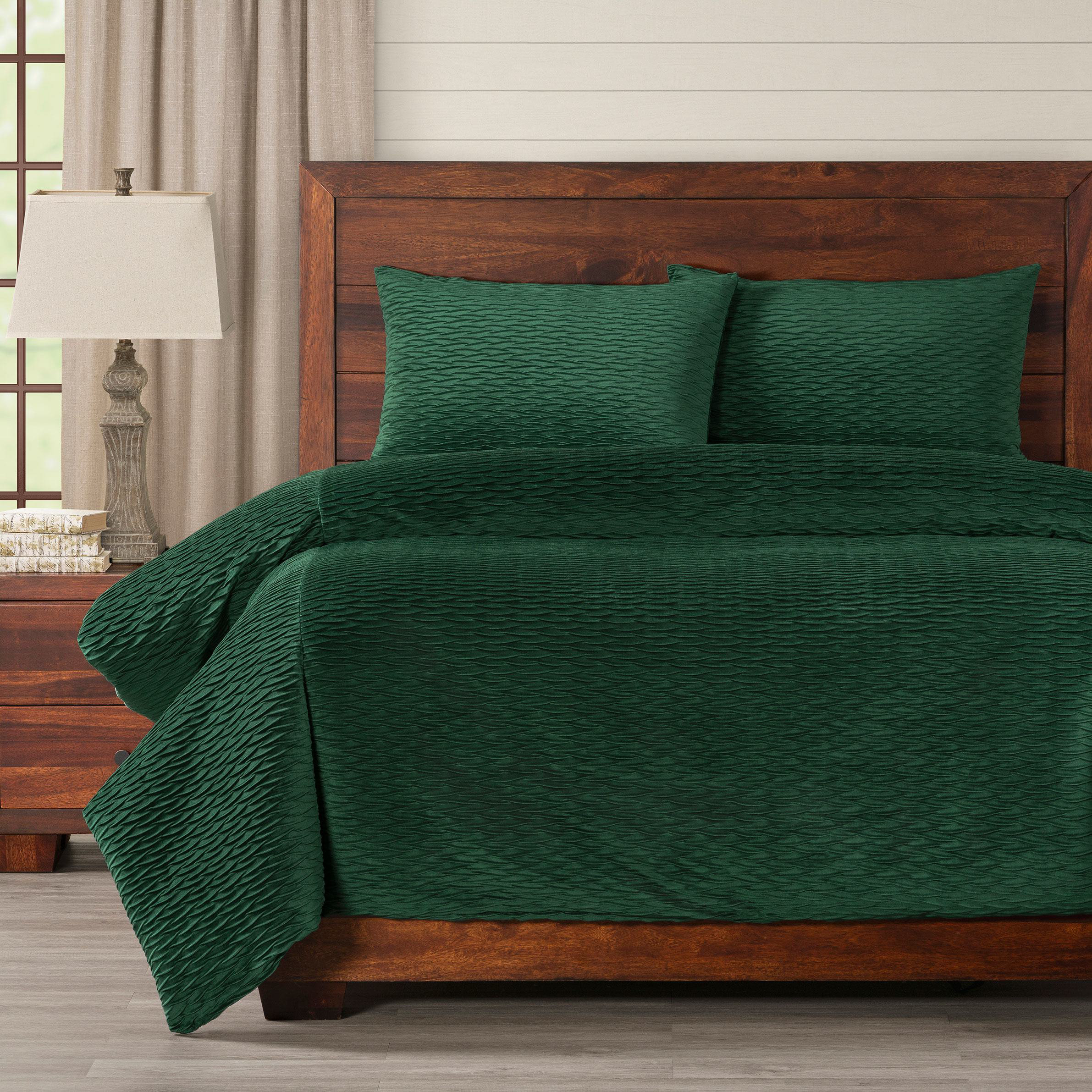 Smithsonian Pleated Velvet Emerald Green Duvet Cover Set Wayfair