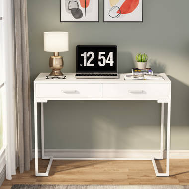 small corner computer desk with drawers