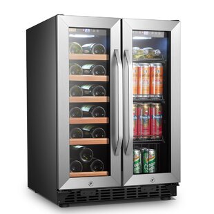 162 Bottle Dual Zone Compressor Wine Refrigerator LANBO Red Wine Cooler Built-in or Freestanding with Stainless Steel Trimmed Tempered Glass Door 