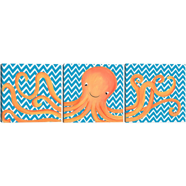 Doodlefish Sea Creatures Oakley Octopus Triptych Canvas Art Wayfair