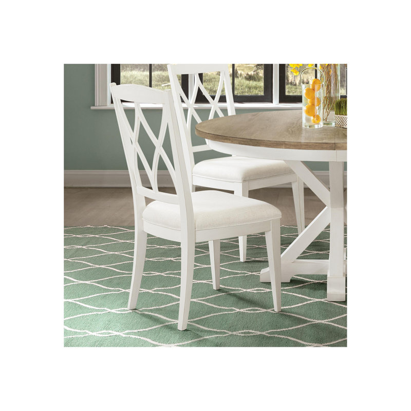 Rosecliff Heights Harker Upholstered Cross Back Side Chair In Paperwhite Reviews Wayfair