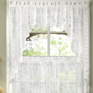Lace Kitchen Curtains Wayfair Old World Style Fl Heavy Lace Kitchen Curtain Swag