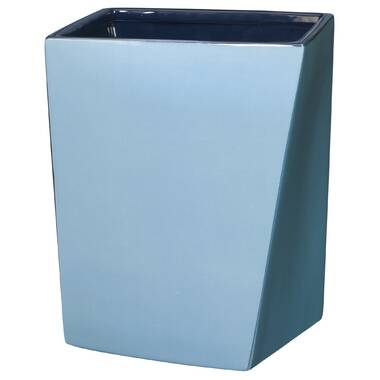 Cerulean Blue Ribbed Acrylic Bath Accessory Waste Basket 