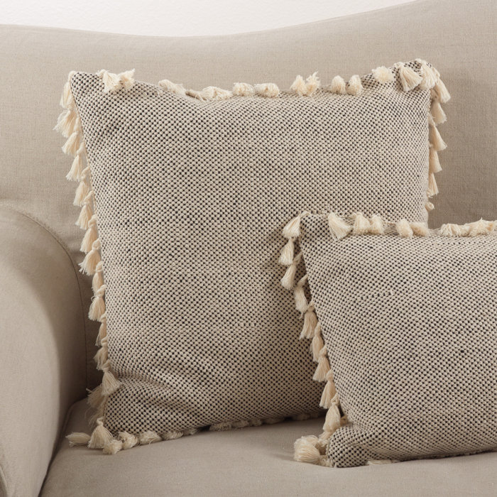 Mistana Hartwell Boho Tassel Cotton Down Throw Pillow Reviews