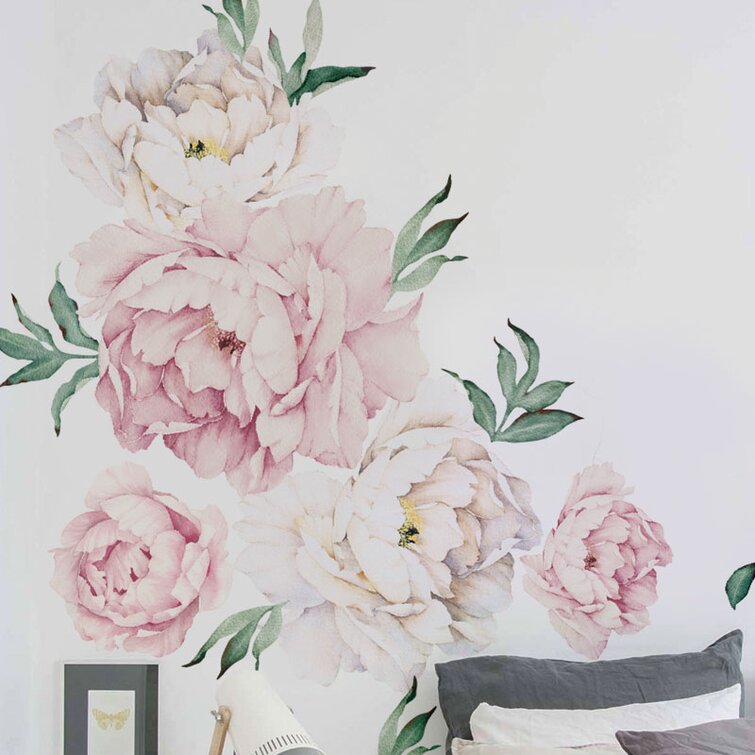 Details about  / Flower Wall Stickers Peony Vinyl Wall Art Stickers Wall Decals Floral Sticker