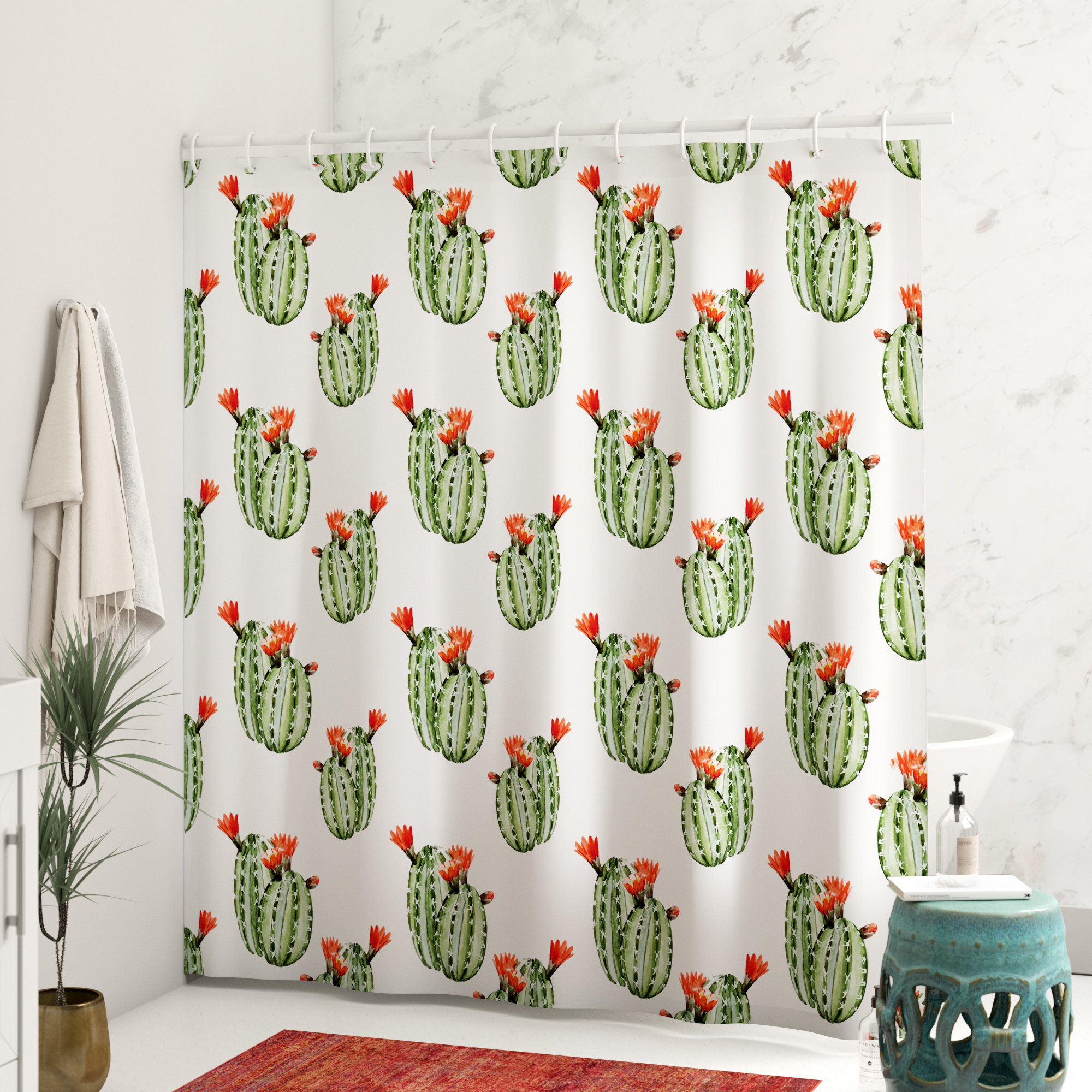 Mistana Maren Cactus With Spikes And Red Flowers Mexican Hot