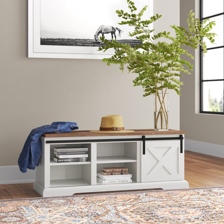 Elegant Style Wooden Furniture Living Room Storage Bench White Finish Home Decor 