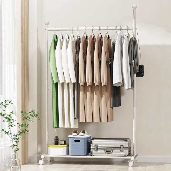 Durable Clothes Rack&Shoe Shelf Dual-bar Vertical & Horizontal Stretching Stand