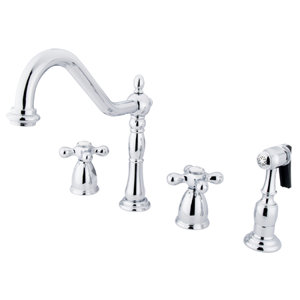 Heritage Double Handle Widespread Kitchen Faucet with Sprayer