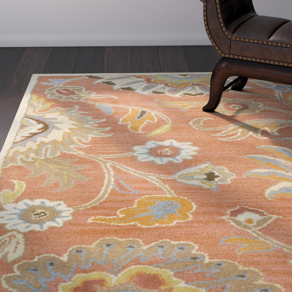 Arden Hand Tufted Wool Burnt Orange Area Rug
