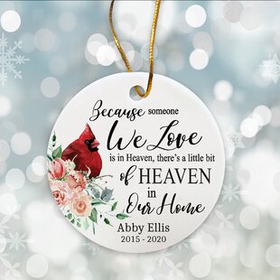 I am Always with You Happy Holidays from Heaven Memorial Ornament for Tree 4.5 Inches Wooden Snowflake Cardinal Christmas Ornaments