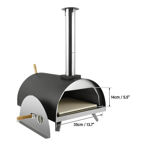 TCMT Steel Freestanding Wood-Fired Pizza Oven in Black And Silver | Wayfair
