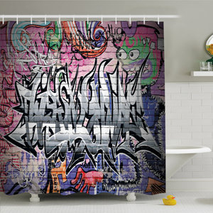 Rustic Home Graffiti Grunge Art Wall Creepy Underground City Paint Shower Curtain Set