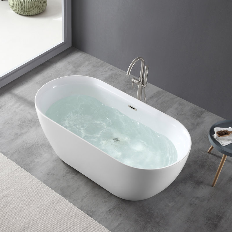 Ove Decors Ayago 59 X 28 Freestanding Soaking Acrylic Bathtub Wayfair