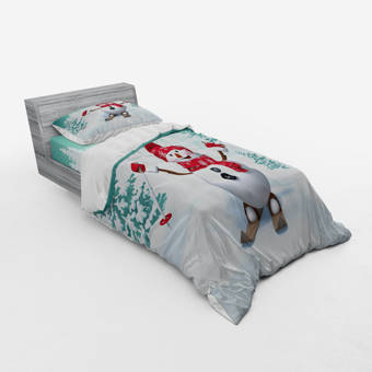 East Urban Home Santa In Sleigh With Reindeer And Toys In Snowy North Pole Tale Fantasy Image Duvet Cover Set Wayfair