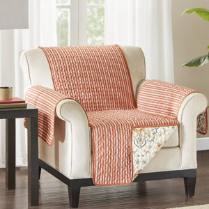Floral Cotton Printed Reversible Box Cushion Armchair Slipcover
