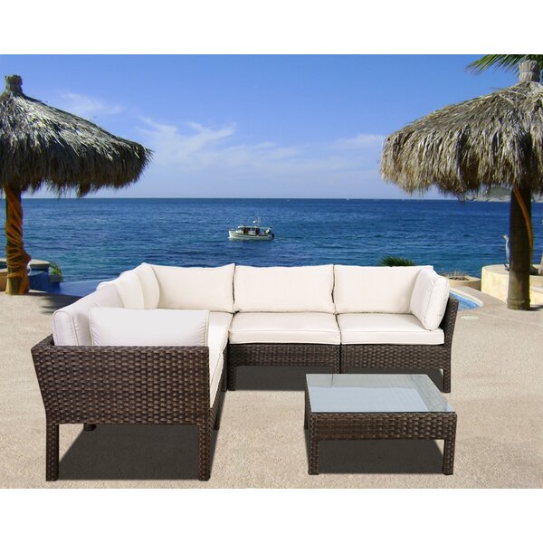 Ricci 6 Piece Rattan Sectional Seating Group with Cushions