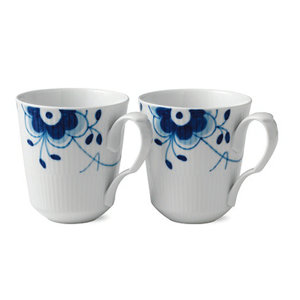 Blue Fluted Mega 12.5 oz. Mugs (Set of 2)