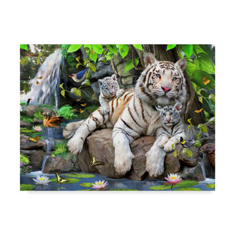 Trademark Art Two White Tigers Acrylic Painting Print On Wrapped