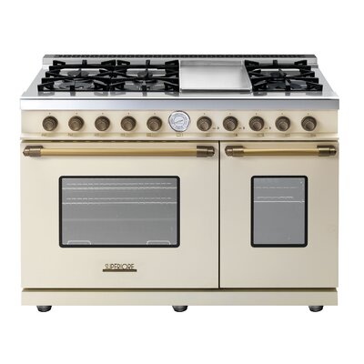 Superiore Deco 48" 5.7 cu ft. Free-standing Gas Range with Griddle Finish/Color: Cream Matte