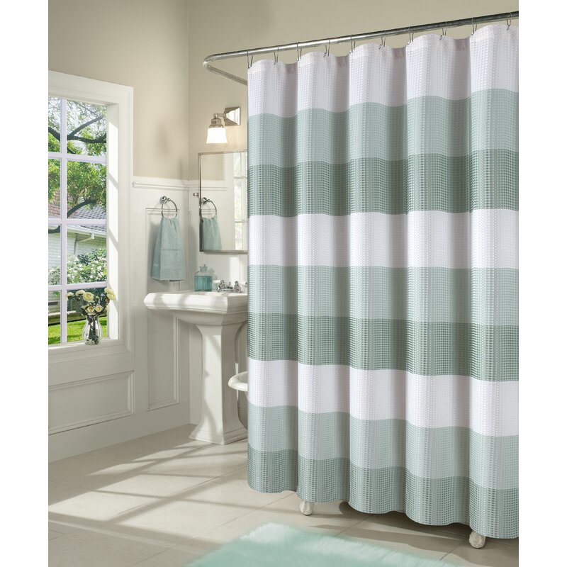 August Grove Mauldin Waffle Weave Fabric Single Shower Curtain ...