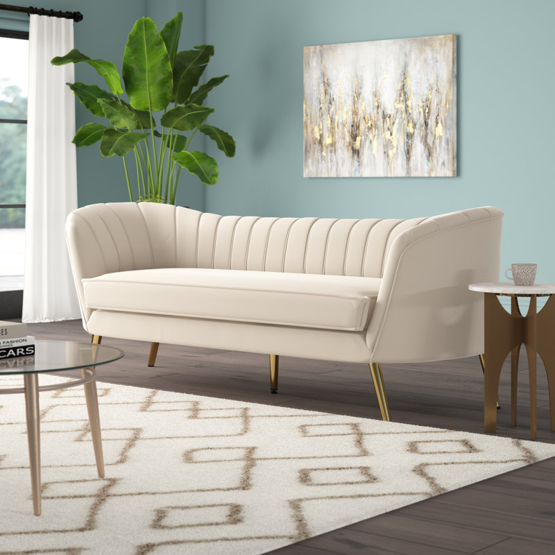 Everly Quinn Koger Velvet 88 Flared Arm Sofa Reviews Wayfair