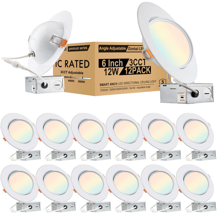 5/6-Inch Dimmable Gimbal Directional LED Recessed Downlight, 2700K, Pack of 4 