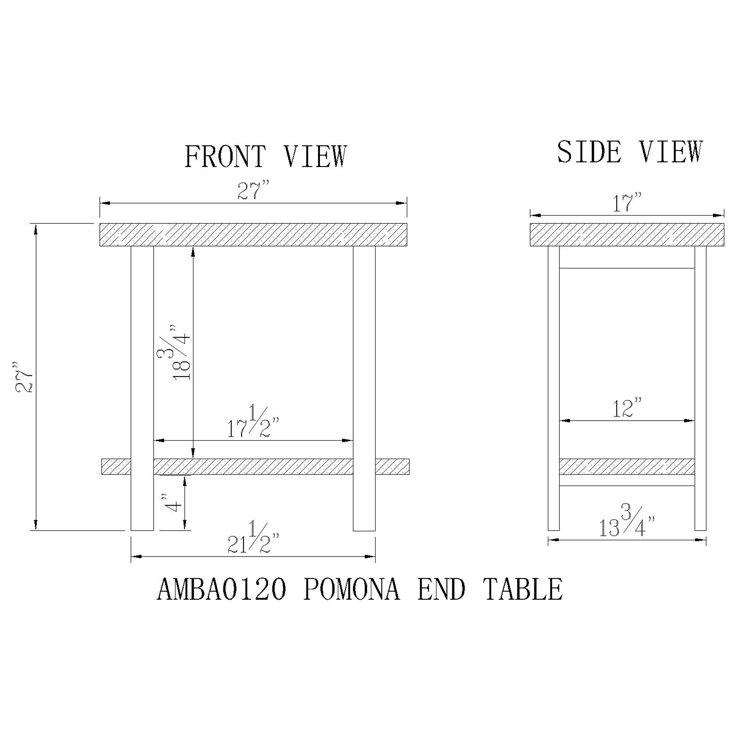Pomona Rustic Natural Solid Pine and Metal 2-Tier End Table