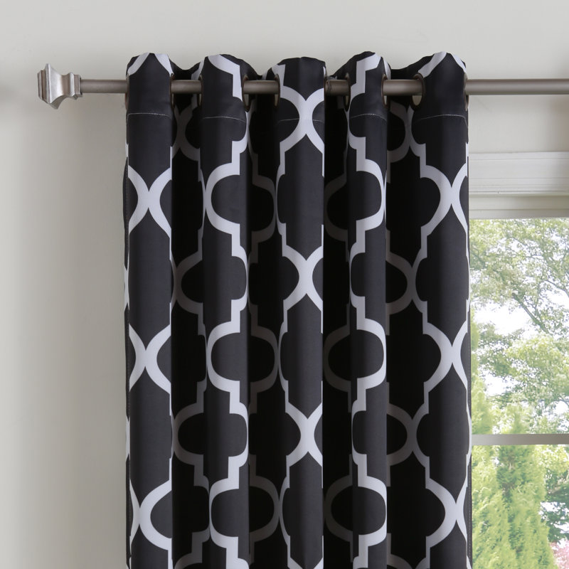 Andrews Print Geometric Semi Sheer Grommet Single Curtain